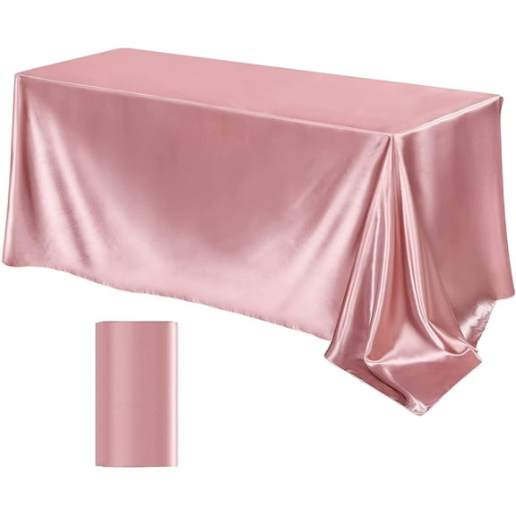 Table Protector Cut-To-Fit Pure Color Glossy Satin Tablecloth for Banquet Wedding High-End Hotel Decor Elegant Fine Dining Indoor Outdoor 102x58 Inch Farmhouse Tablecloth