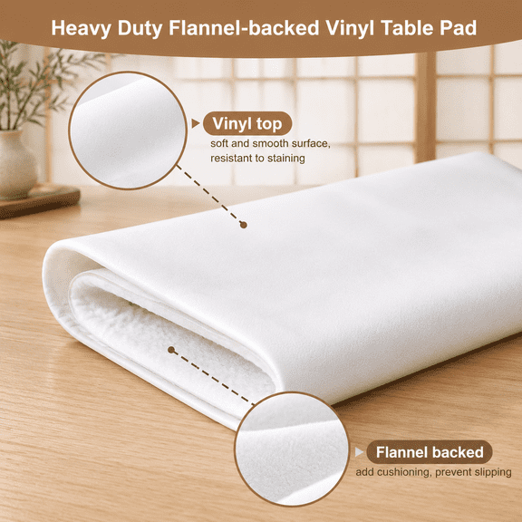Table Protector Pad With Flanneling Heavy-duty Vinyl Padding Under Tablecloth Waterproof Heat Resistant 60 Inches Round
