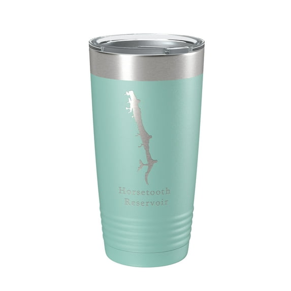 Lake Oahe Map Tumbler Travel Mug Insulated Laser Engraved Coffee Cup North Dakota 20 oz Teal