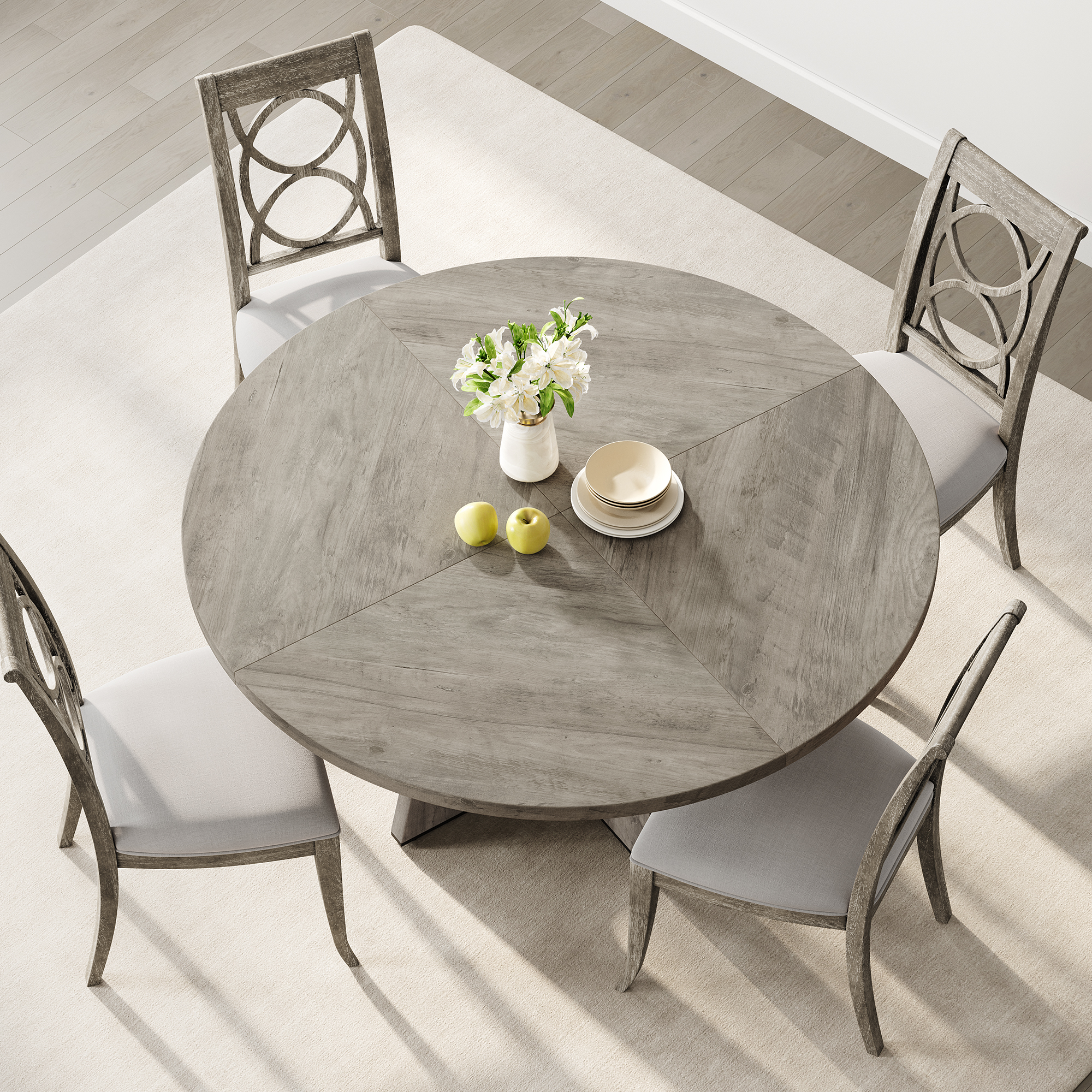 Only Table-Round Dining Table, 47 Inch Round Dinner Table for 4 ...
