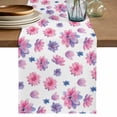 thumbnail image 1 of Table Runner - 108 Inch Long, Purple Pink Spring Floral Kitchen Dining Table Runner Dresser Scarves, Summer Botanical Flower Farmhouse Decor for Coffee Tables Wedding Party Banquet, 1 of 8