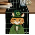 thumbnail image 1 of Table Runner - 108 Inch Long, St. Patrick's Day Kitchen Dining Table Runner Dresser Scarves, Green Kitten Cats Lucky Shamrock Black Plaid Farmhouse Decor for Coffee Tables Wedding Party Banquet, 1 of 8