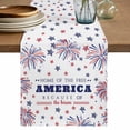 thumbnail image 1 of Table Runner 108 Inches Long for Kitchen Dining, 4th of July Dresser Scarf Farmhouse, Dining Table Decorations for Wedding/Parties, Independence Day Blue Red Star Fireworks 13 x 108 In, 1 of 8