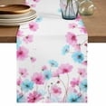 thumbnail image 1 of Table Runner 108 Inches Long for Kitchen Dining, Blue Pink Flowers Dresser Scarf Farmhouse, Dining Table Decorations for Wedding/Parties, Spring Garden Floral Watercolor 13 x 108 In, 1 of 8