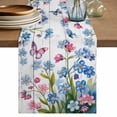 thumbnail image 1 of Table Runner 108 Inches Long for Kitchen Dining, Blue Spring Floral Dresser Scarf Farmhouse, Dining Table Decorations for Wedding/Parties, Pink Flowers Butterfly Wooden Watercolor 13 x 108 In, 1 of 8