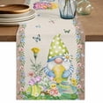 thumbnail image 1 of Table Runner 108 Inches Long for Kitchen Dining, Easter Dresser Scarf Farmhouse, Dining Table Decorations for Wedding/Parties, Rustic Gnomes Duck Floral Colorful Eggs Wooden Grain 13 x 108 In, 1 of 8