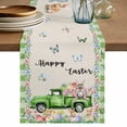 thumbnail image 1 of Table Runner 108 Inches Long for Kitchen Dining, Easter Dresser Scarf Farmhouse, Dining Table Decorations for Wedding/Parties, Spring Truck Rabbit Flowers Eggs Green Check 13 x 108 In, 1 of 8
