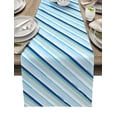 thumbnail image 1 of Table Runner 108 Inches Long for Kitchen Dining, Geometric Abstract, Dresser Scarf Farmhouse, Dining Table Decorations for Wedding/Parties, Ombre Blue Minimalistic Stripes 13 x 108 In, 1 of 9