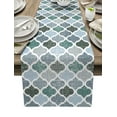 thumbnail image 1 of Table Runner 108 Inches Long for Kitchen Dining, Green Grey Morocco Pattern Dresser Scarf Farmhouse, Dining Table Decorations for Wedding/Parties, Turquoise Modern Moroccan Geometric 13 x 108 In, 1 of 9