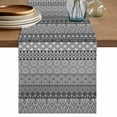thumbnail image 1 of Table Runner 108 Inches Long for Kitchen Dining, Grey Black Boho Dresser Scarf Farmhouse, Dining Table Decorations for Wedding/Parties, Vintage Ethnic Tribe Abstract Art 13 x 108 In, 1 of 8