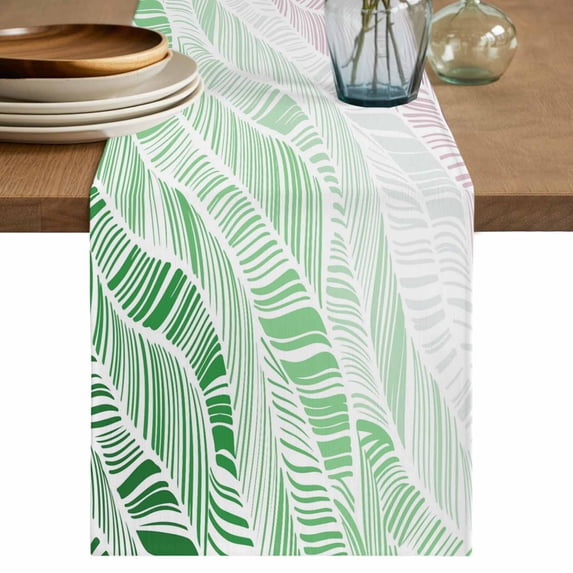 Table Runner 108 Inches Long for Kitchen Dining, Ombre Green Pink Dresser Scarf Farmhouse, Dining Table Decorations for Wedding/Parties, Summer Coastal Ocean Sea Beach Wave 13 x 108 In