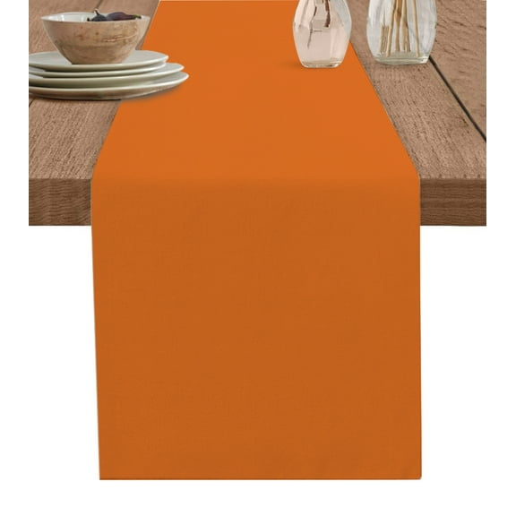 Table Runner 108 Inches Long for Kitchen Dining, Orange Dresser Scarf Farmhouse, Dining Table Decorations for Wedding/Parties, Pure Orange 13 x 108 In