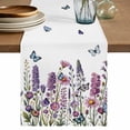 thumbnail image 1 of Table Runner 108 Inches Long for Kitchen Dining, Purple Flowers Dresser Scarf Farmhouse, Dining Table Decorations for Wedding/Parties, Spring Butterflies Lavender Daisy Botanical 13 x 108 In, 1 of 8