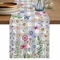 thumbnail image 1 of Table Runner 108 Inches Long for Kitchen Dining, Spring Floral Dresser Scarf Farmhouse, Dining Table Decorations for Wedding/Parties, Grey Plaid Pink Blue Flowers Butterfly 13 x 108 In, 1 of 8