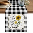 thumbnail image 1 of Table Runner 108 Inches Long for Kitchen Dining, Sunflowers Dresser Scarf Farmhouse, Dining Table Decorations for Wedding/Parties, Yellow Floral Botanical Black White Plaid Farmhouse 13 x 108 In, 1 of 8