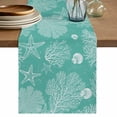 thumbnail image 1 of Table Runner 108 Inches Long for Kitchen Dining, Teal Coastal Dresser Scarf Farmhouse, Dining Table Decorations for Wedding/Parties, Starfish Coral Summer Beach Ocean 13 x 108 In, 1 of 8