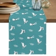 thumbnail image 1 of Table Runner 108 Inches Long for Kitchen Dining, Teal Spring Easter Dresser Scarf Farmhouse, Dining Table Decorations for Wedding/Parties, Cute Bunny Botanical 13 x 108 In, 1 of 8