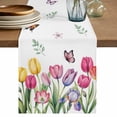 thumbnail image 1 of Table Runner 108 Inches Long for Kitchen Dining, Tulips Spring Floral Dresser Scarf Farmhouse, Dining Table Decorations for Wedding/Parties, Pastoral Flowers Butterfly Farmhouse 13 x 108 In, 1 of 8