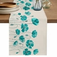 thumbnail image 1 of Table Runner 108 Inches Long for Kitchen Dining, Turquoise Flowers Dresser Scarf Farmhouse, Dining Table Decorations for Wedding/Parties, Spring Retro Watercolor Botanical Floral 13 x 108 In, 1 of 8