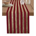 thumbnail image 1 of Table Runner 108 Inches Long for Kitchen Dining, Vintage Red American Flag Dresser Scarf Farmhouse, Dining Table Decorations for Wedding/Parties, US Flag Stripe Retro Starts 13 x 108 In, 1 of 9