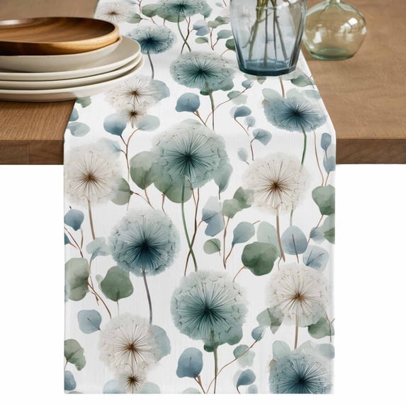 Table Runner 108 Inches Long for Kitchen Dining, Watercolor Dandelion Dresser Scarf Farmhouse, Dining Table Decorations for Wedding/Parties, Spring Flowers Botanical Vintage 13 x 108 In
