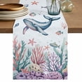 thumbnail image 1 of Table Runner 108 Inches Long for Kitchen Dining, Whale Coastal Dresser Scarf Farmhouse, Dining Table Decorations for Wedding/Parties, Summer Beach Ocean Shell Jellyfish Starfish 13 x 108 In, 1 of 8