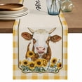 thumbnail image 1 of Table Runner 108 Inches Long for Kitchen Dining, Yak Sunflowers Dresser Scarf Farmhouse, Dining Table Decorations for Wedding/Parties, Yellow Floral Checkered Elegant Pastoral Rustic 13 x 108 In, 1 of 8
