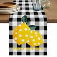 thumbnail image 1 of Table Runner 108 Inches Long for Kitchen Dining, Yellow Lemons Dresser Scarf Farmhouse, Dining Table Decorations for Wedding/Parties, Summer Botanical Black White Plaid Farmhouse 13 x 108 In, 1 of 8