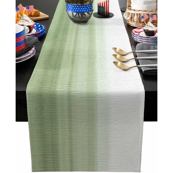 Table Runner 108 inches Long Gradient Sage Green Modern Waterproof Table Cloth Holiday Kitchen Dining Table Decorations for Indoor Outdoor Home Party Coffee