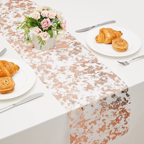 Table Runner 11 Inch x 16 Feet Glitter Metallic Thin Mesh Table Runner Roll Table Decorations for Wedding Bridal Shower, Baby Shower Birthday Party