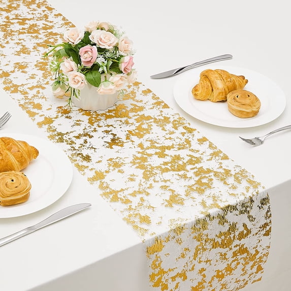 Table Runner 11 Inch x 16 Feet Glitter Metallic Thin Mesh Table Runner Roll Table Decorations for Wedding Bridal Shower, Baby Shower Birthday Party