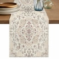 thumbnail image 1 of Table Runner - 120 Inch Long, Beige Boho Kitchen Dining Table Runner Dresser Scarves, Middle Century Ethnic Vintage Abstract Farmhouse Decor for Coffee Tables Wedding Party Banquet, 1 of 8