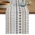 thumbnail image 1 of Table Runner - 120 Inch Long, Boho Aztec Kitchen Dining Table Runner Dresser Scarves, Ethnic Brown Strips Geometric Tribal Rustic Farmhouse Decor for Coffee Tables Wedding Party Banquet, 1 of 8