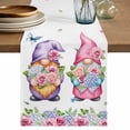 thumbnail image 1 of Table Runner - 120 Inch Long, Spring Gnomes Kitchen Dining Table Runner Dresser Scarves, Botanical Rose Flower Leaves Butterfly Farmhouse Decor for Coffee Tables Wedding Party Banquet, 1 of 8