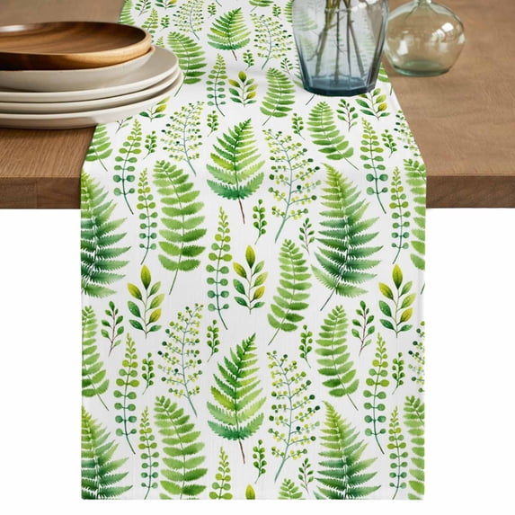 Table Runner - 120 Inch Long, Spring Leaves Kitchen Dining Table Runner Dresser Scarves, Pastoral Garden Botanical Watercolor Farmhouse Decor for Coffee Tables Wedding Party Banquet