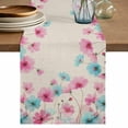 thumbnail image 1 of Table Runner 120 Inches Long for Kitchen Dining, Blue Pink Flowers Dresser Scarf Farmhouse, Dining Table Decorations for Wedding/Parties, Spring Garden Floral Rustic Burlap 13 x 120 In, 1 of 8