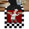 thumbnail image 1 of Table Runner 120 Inches Long for Kitchen Dining, Chef Dresser Scarf Farmhouse, Dining Table Decorations for Wedding/Parties, Cartoon Cute Watercolor Cooking Red Black 13 x 120 In, 1 of 8