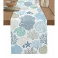 thumbnail image 1 of Table Runner 120 Inches Long for Kitchen Dining, Coastal Dresser Scarf Farmhouse, Dining Table Decorations for Wedding/Parties, Summer Beach Nautical Coral Starfish 13 x 120 In, 1 of 9