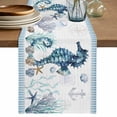 thumbnail image 1 of Table Runner 120 Inches Long for Kitchen Dining, Coastal Seahorse Dresser Scarf Farmhouse, Dining Table Decorations for Wedding/Parties, Nautical Starfish Shell Seaweed Anchor 13 x 120 In, 1 of 8