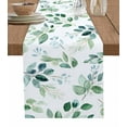 thumbnail image 1 of Table Runner 120 Inches Long for Kitchen Dining, Eucalyptus Leaves Dresser Scarf Farmhouse, Dining Table Decorations for Wedding/Parties, Spring Botanical Pastoral Green 13 x 120 In, 1 of 9