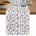 thumbnail image 1 of Table Runner 120 Inches Long for Kitchen Dining, Independence Day Dresser Scarf Farmhouse, Dining Table Decorations for Wedding/Parties, 4th of July Red Blue Stripes Star Leaves 13 x 120 In, 1 of 8