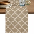 thumbnail image 1 of Table Runner 120 Inches Long for Kitchen Dining, Khaki Moroccan Dresser Scarf Farmhouse, Dining Table Decorations for Wedding/Parties, Boho Retro Country Abstract Geometric Grid 13 x 120 In, 1 of 8