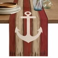 thumbnail image 1 of Table Runner 120 Inches Long for Kitchen Dining, Nautical Anchor Dresser Scarf Farmhouse, Dining Table Decorations for Wedding/Parties, Red Beige Rretro Wooden Board Textures 13 x 120 In, 1 of 8