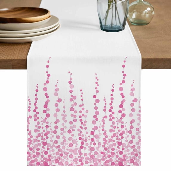 Table Runner 120 Inches Long for Kitchen Dining, Pink Dresser Scarf Farmhouse, Dining Table Decorations for Wedding/Parties, Polka Dots Watercolor Abstract Art 13 x 120 In