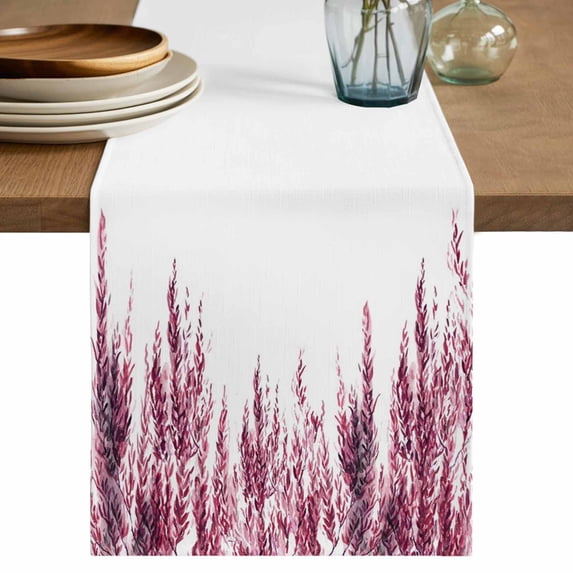 Table Runner 120 Inches Long for Kitchen Dining, Pink Dresser Scarf Farmhouse, Dining Table Decorations for Wedding/Parties, Summer Botanical Leaves Watercolor 13 x 120 In