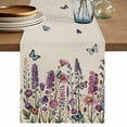 thumbnail image 1 of Table Runner 120 Inches Long for Kitchen Dining, Purple Flowers Dresser Scarf Farmhouse, Dining Table Decorations for Wedding/Parties, Spring Butterflies Lavender Daisy Beige 13 x 120 In, 1 of 8