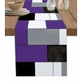 thumbnail image 1 of Table Runner 120 Inches Long for Kitchen Dining, Purple Grey Geometric Dresser Scarf Farmhouse, Dining Table Decorations for Wedding/Parties, Modern Black White Abstract Art 13 x 120 In, 1 of 8