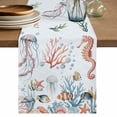 thumbnail image 1 of Table Runner 120 Inches Long for Kitchen Dining, Seahorse Coastal Dresser Scarf Farmhouse, Dining Table Decorations for Wedding/Parties, Summer Beach Ocean Shell Jellyfish Starfish 13 x 120 In, 1 of 8
