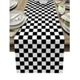 thumbnail image 1 of Table Runner 120 Inches Long for Kitchen Dining, Simple Black White Checkered Dresser Scarf Farmhouse, Dining Table Decorations for Wedding/Parties, Lattice Buffalo Plaid 13 x 120 In, 1 of 9