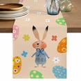 thumbnail image 1 of Table Runner 120 Inches Long for Kitchen Dining, Spring Easter Dresser Scarf Farmhouse, Dining Table Decorations for Wedding/Parties, Bunny Colorful Eggs Floral Beige 13 x 120 In, 1 of 8